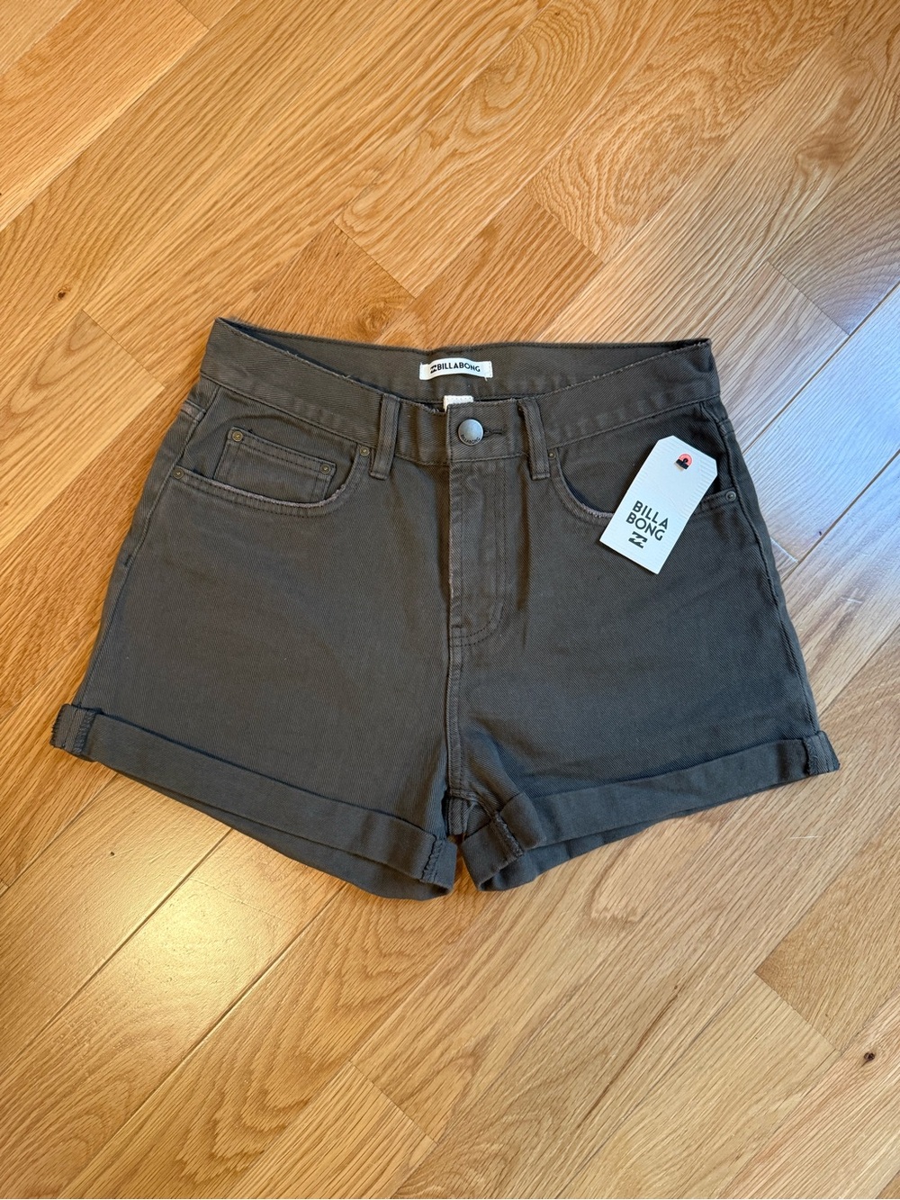 Billabong Women's High-Rise Fold Cuff Shorts — olive